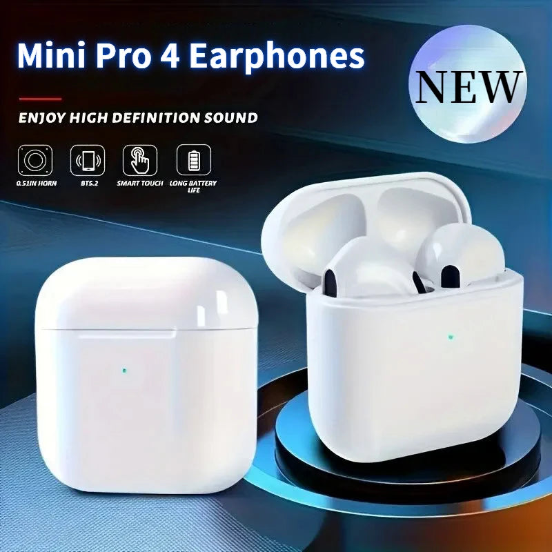 Mini Pro 4 Earphone TWS Wireless Headphones Bluetooth-Compatible 5.0 Waterproof Headset with Mic for Xiaomi Iphone Earbuds