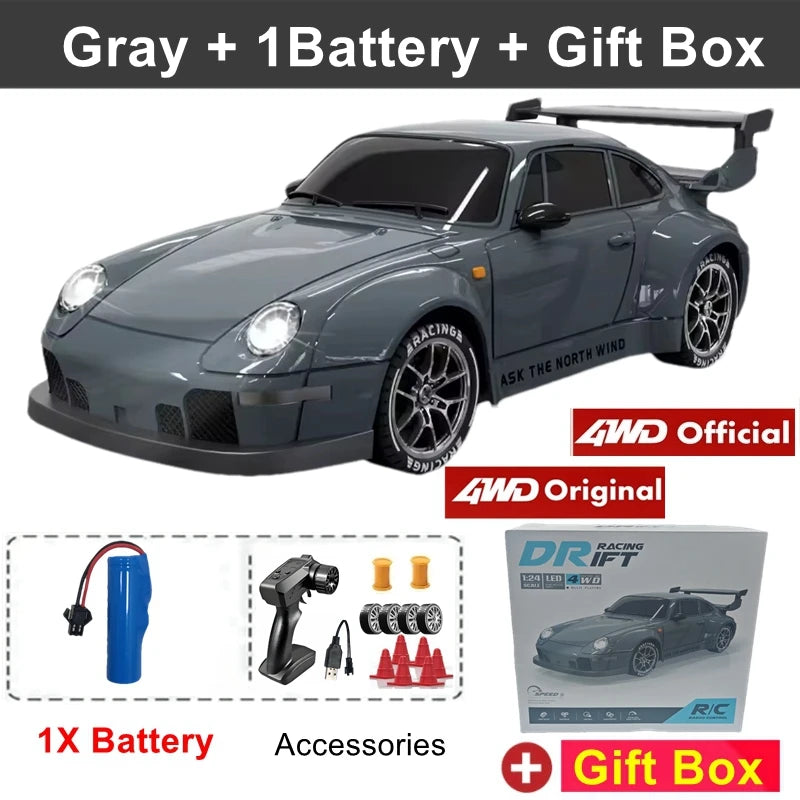 RC Drift Car with LED Light 2.4G Radio 20Km/H High Speed Remote Control Racing Cars Vehicle Model Toy Gift for Boy Girl Kid