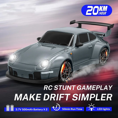 RC Drift Car with LED Light 2.4G Radio 20Km/H High Speed Remote Control Racing Cars Vehicle Model Toy Gift for Boy Girl Kid