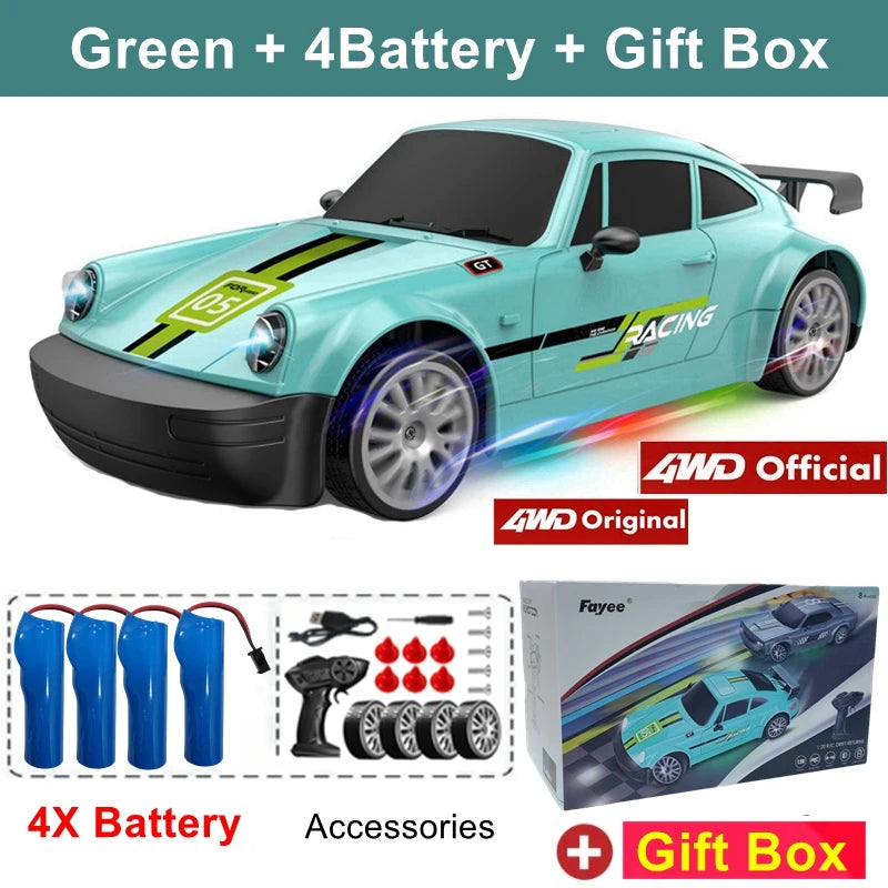 RC Drift Car with LED Light 2.4G Radio 20Km/H High Speed Remote Control Racing Cars Vehicle Model Toy Gift for Boy Girl Kid