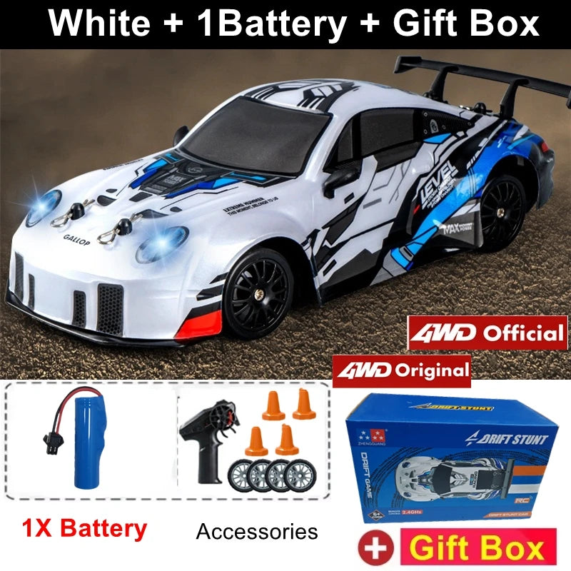 RC Drift Car with LED Light 2.4G Radio 20Km/H High Speed Remote Control Racing Cars Vehicle Model Toy Gift for Boy Girl Kid