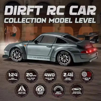 RC Drift Car with LED Light 2.4G Radio 20Km/H High Speed Remote Control Racing Cars Vehicle Model Toy Gift for Boy Girl Kid