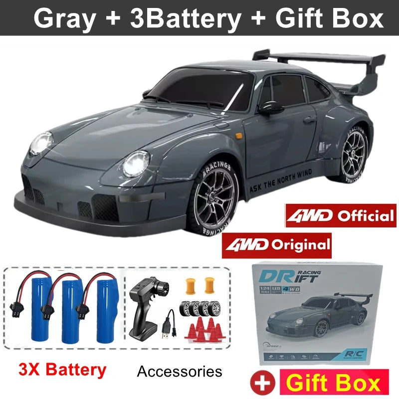 RC Drift Car with LED Light 2.4G Radio 20Km/H High Speed Remote Control Racing Cars Vehicle Model Toy Gift for Boy Girl Kid
