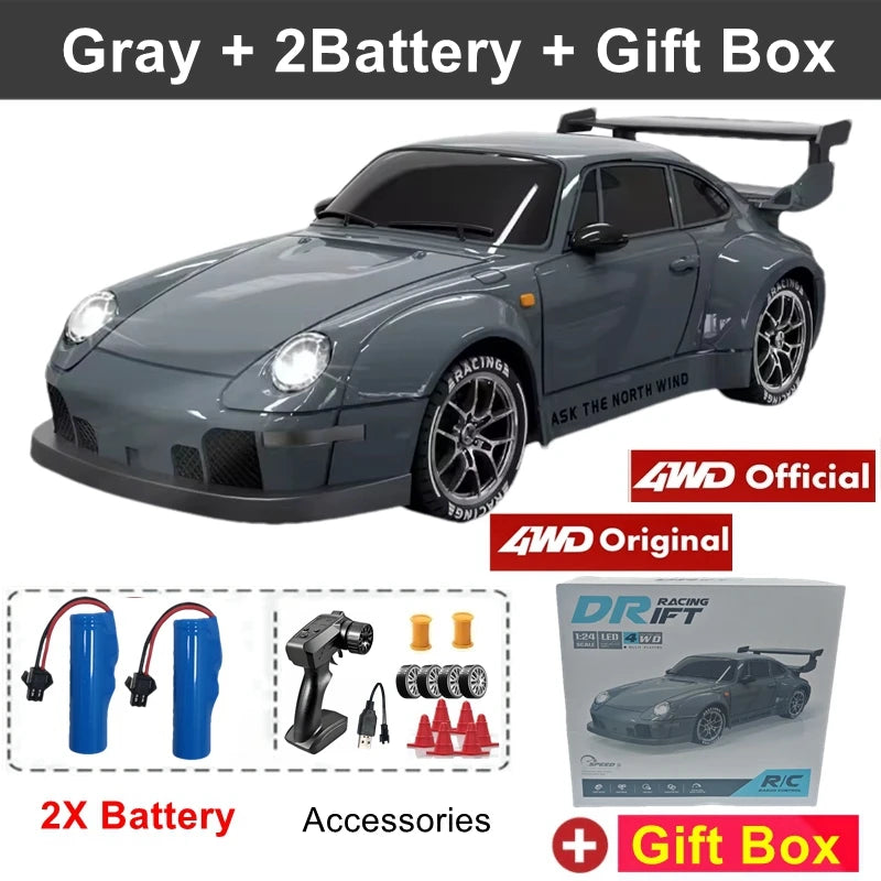 RC Drift Car with LED Light 2.4G Radio 20Km/H High Speed Remote Control Racing Cars Vehicle Model Toy Gift for Boy Girl Kid