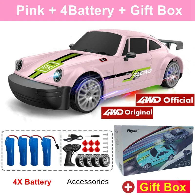 RC Drift Car with LED Light 2.4G Radio 20Km/H High Speed Remote Control Racing Cars Vehicle Model Toy Gift for Boy Girl Kid
