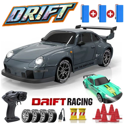 RC Drift Car with LED Light 2.4G Radio 20Km/H High Speed Remote Control Racing Cars Vehicle Model Toy Gift for Boy Girl Kid