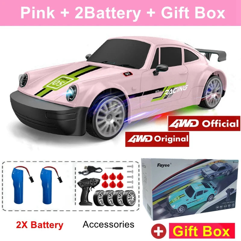 RC Drift Car with LED Light 2.4G Radio 20Km/H High Speed Remote Control Racing Cars Vehicle Model Toy Gift for Boy Girl Kid