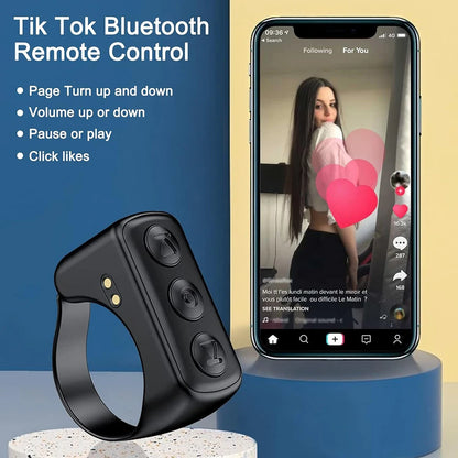 Phone Remote Control Page Turner Bluetooth Compatible Scrolling Ring for Tiktok Kindle App Phone Video Recording Controller