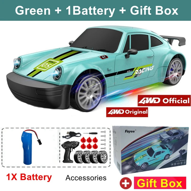 RC Drift Car with LED Light 2.4G Radio 20Km/H High Speed Remote Control Racing Cars Vehicle Model Toy Gift for Boy Girl Kid