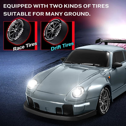 RC Drift Car with LED Light 2.4G Radio 20Km/H High Speed Remote Control Racing Cars Vehicle Model Toy Gift for Boy Girl Kid