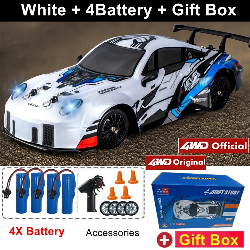 RC Drift Car with LED Light 2.4G Radio 20Km/H High Speed Remote Control Racing Cars Vehicle Model Toy Gift for Boy Girl Kid