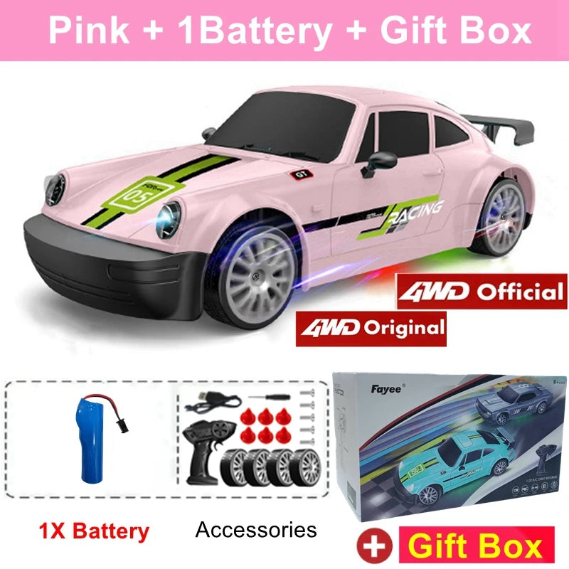 RC Drift Car with LED Light 2.4G Radio 20Km/H High Speed Remote Control Racing Cars Vehicle Model Toy Gift for Boy Girl Kid